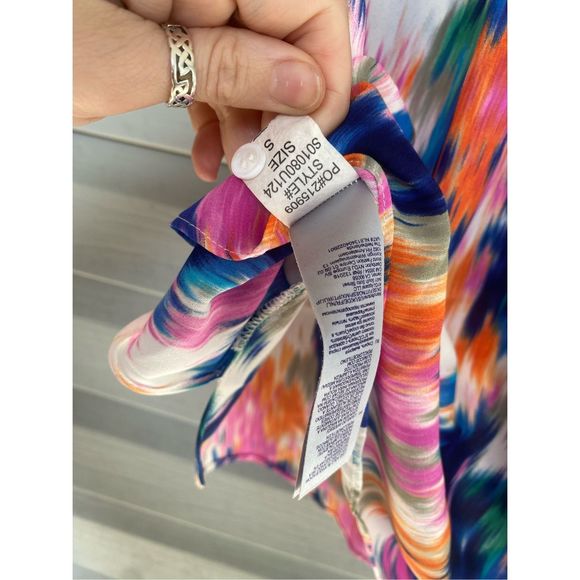 NYDJ 'Lana' Ikat Print Watercolor Print Sleeveless Blouse Top, Sz Small, MP $89 - Picture 5 of 8